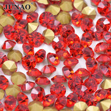 JUNAO-Apliques de diamantes de imitación de cristal rojo, arte de uñas, para decoración de punto trasero con Strass, SS6, 8, 10, 12, 16, 20, 30 2024 - compra barato