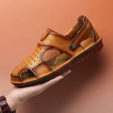 Sandalias antideslizantes para hombre, zapatos informales transpirables, cómodos, de cuero genuino, a la moda, talla grande 38-48 2024 - compra barato
