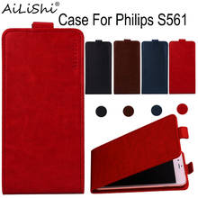 Ailishi caso para philips s561 luxo aleta superior qualidade caso de couro do plutônio exclusivo 100% telefone capa protetora pele + rastreamento 2024 - compre barato