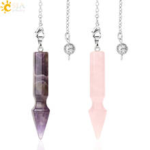 CSJA Natural Stone Pendulums for Dowsing Divination Spiritual Reiki Crystal Pendant Pink Quartz Amethysts Pendulum Pendulo G611 2024 - buy cheap