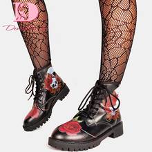 Doratasia nova moda senhoras preto rosa esqueleto tornozelo botas chunky saltos curtos botas femininas festival gótico legal sapatos mulher 2024 - compre barato