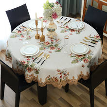 Mantel redondo grande europeo de chenilla Jacquard, cubierta de mesa de comedor de Navidad, manteles redondos para decoración de boda 2024 - compra barato