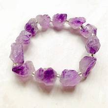 Amethyst Raw Stones Beads Rough Handmade Healing Energy Balance Bracelet Purple Quartz Rough Stone Gift Decor 1pc 2024 - buy cheap