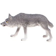3" Plastic Wild Animal Model Action Figure Ornament - Gray Standing Wolf 2024 - buy cheap