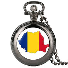 Collar con colgante de mapa de Rumanía, reloj de cuarzo con movimiento, exquisito recuerdo, relojes de bolsillo con cadena 2024 - compra barato