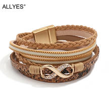 ALLYES Multilayer Chain Infinity Charm Bracelet for Women Braided Leather Wrap Bracelets Bangle Female Commuter Jewelry Gifts 2024 - buy cheap