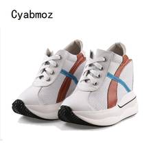 Cyabmoz Hidden height increasing Shoes Woman Pumps Genuine Leather Women High heels Sneakers Party Ladies Shoes Tenis feminino 2024 - buy cheap