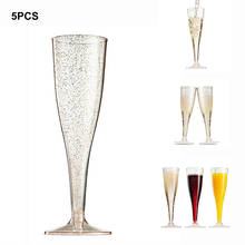 5pcs 190 Ml Plastic Rose Gold Rimmed Clear Hard Disposable Party Wedding Cups Premium Fancy Champagne Glasses Flutes 2024 - buy cheap