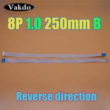 Cabo flexível plano ffc fpc de 8 pinos, 2 peças, 1.0mm, passo 8 pinos, comprimento reverso, 25cm, largura, 6.5mm, fita 8 p, awm 20624, 80c, 60v 2024 - compre barato