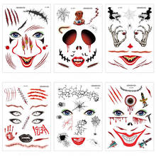 21 X 15 CM Waterproof Halloween tattoo stickers atmosphere funny scar make-up dance face stickers 2024 - buy cheap