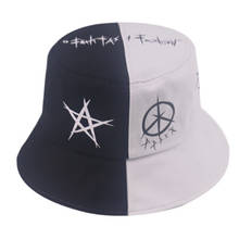 Autumn same five-pointed star hat men and women wild graffiti black and white stitching shade fisherman hat basin hat A35 2024 - buy cheap