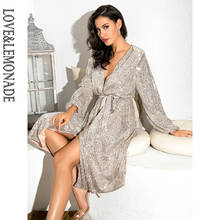 LOVE&LEMONADE Silver Sexy V-Neck Cross Belt Over-The-Knee Sequin Dress LM82021-MID 2024 - buy cheap