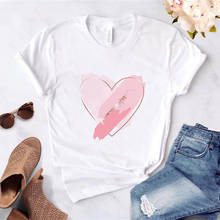 2021 Summer Women T shirt Red Pink Heart Print Female Aesthetic Ladies Cute Tee Top graphic t shirts 2024 - buy cheap