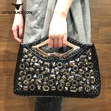 Luxury Diamonds Handbag New Fashion Black Party Office Clutch Female Pu Leather Shoulder Crossbody Bag Women Envelope Bag 2024 - buy cheap