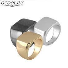 QCOOLJLY Simple Square Ring New Brand Black/Silver Color Men Width Signet Polished Finger Rings Punk Ring Jewelry Size 6-12 2024 - buy cheap