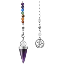 Silver Plated Natural Amethysts Stone Cone Shape Pendulum Spiritual Pendant with Stone Beads 3D Symbol Chain Chakra  Jewelry 2024 - buy cheap