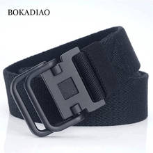 BOKADIAO-Cinturón de lona para hombre y mujer, Correa táctica de algodón con doble anillo, hebilla de Metal, estilo militar 2024 - compra barato