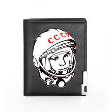 Cartera clásica con estampado de CCCP Gagarin para hombre, monedero de cuero para hombre, tarjetero, monedero corto y Delgado 2024 - compra barato