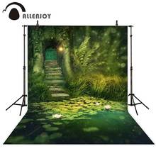 Allenjoy-pano de fundo primavera para estúdio fotográfico, contos de fadas, lago, lótus, aniversário mágico, recém-nascidos, fotografia 2024 - compre barato