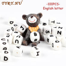 TYRY.HU 100Pcs/lot Alphabet Letter Beads Baby Teether Silicone Teething Beads For Necklace English Beads Pacifier Chain 2024 - buy cheap