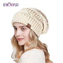 ENJOYFUR slouchy beanies winter knitted hats for women warm oversize caps female autumn fashion hat 2024 - buy cheap