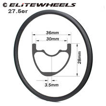 ELITEWHEELS 27.5er Mtb Carbon Fiber Rim 36mm Width 28mm Depth XC AM Hookless Asymmetric Cross Country For 650B Carbon Wheelset 2024 - buy cheap