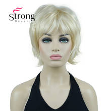 StrongBeauty Short Soft Fluffy Light Blonde Pieced out Full Synthetic Wig COLOUR CHOICES 2024 - buy cheap