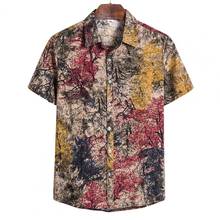 Camisa de manga corta con cuello vuelto para hombre, camisa masculina de talla grande con estampado de un solo pecho, Top Hawaiano informal para la vida diaria 2024 - compra barato