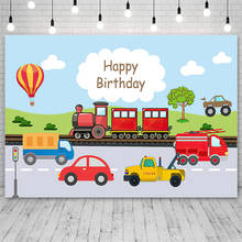 Avezano-Fondo de fotografía de feliz cumpleaños para niño, telón de transporte, tren, coche, camión de bomberos, estudio fotográfico, Photozone 2024 - compra barato