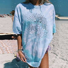 Plus Size Vintage Women T Shirts Sun Goddess Print Short Sleeve Summer T-Shirt Female Tops Oversized Tie-dye Casual Tshirt 2021 2024 - buy cheap