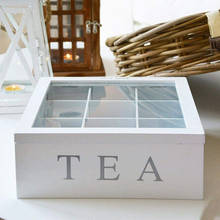 9 Cells Wooden Storage Box with Visible Lid for Tea Bag Jewelry Coffee Retro Style 23*23*9CM H88F 2024 - buy cheap