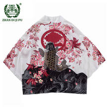 Chaqueta Kimono japonés con estampado de peces Koi para hombre, ropa de calle estilo japonés, estilo Harajuku, Hip Hop, fina, suelta, 2020 2024 - compra barato