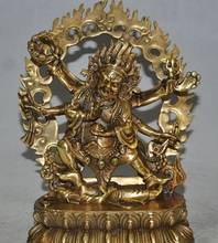 YM 316 9" Tibet Buddhism bronze gilt 6 Arms Vajra Mahakala god Buddha Ganesha Statue 2024 - buy cheap