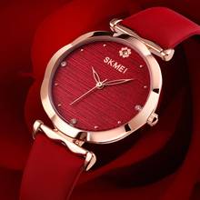 Skmei relógio de pulso luxuoso de couro, relógio da moda de marca, relógio de quartzo para mulheres, bracelete feminino 2024 - compre barato