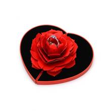 2020 Heart Shape Creative Jewel Box Wedding Ring Case Red Pink  Revolving Rose Proposal Ring Box Valentine's Day Wedding Gift 2024 - buy cheap