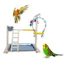 Деревянная подставка для попугая, платформа для игровой площадки, тренажерный зал, игровая стойка, лестница, интерактивные игрушки с Кормушками 2024 - купить недорого