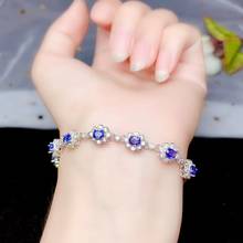 exquisite blue sapphire gemstone bracelet women 925 sterling silver ornament fine jewelry natural gem girl 2020 gift 2024 - buy cheap