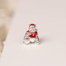 2019 New Winter Christmas Hunny Bear Charm 925 Sterling Silver Enamel Charms Beads Fit Bracelets DIY Christmas Gift Fine Jewelry 2024 - buy cheap