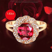 14k розовое золото цвет цветок Красный Кристалл Рубин драгоценные камни бриллианты кольца для женщин ювелирные изделия bijoux подарок Свадебные Кольца вечерние аксессуары 2024 - купить недорого