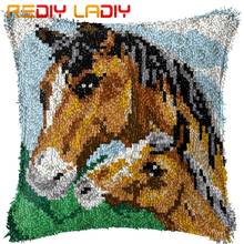 Latch Hook Cushion Horse Mother Love Pillow Case Printed Color Canvas Acrylic Yarn Latched Hook Pillow Crochet Cushion Cover Kit 2024 - buy cheap