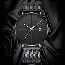 Reloj de pulsera de cuarzo con correa de malla Para Hombre, cronógrafo clásico con fecha, informal, de acero 2024 - compra barato