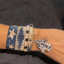 BLUESTAR-pulsera de mano MIYUKI para Mujer, brazalete de cristal hecho a mano con diseño de estrella de Fátima Hamsa, 2021 2024 - compra barato