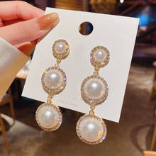 XIYANIKE-pendientes colgantes de perlas de Color dorado para mujer, aretes de aleación simples Vintage, regalo, joyería 2021 2024 - compra barato