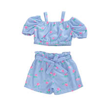 Toddler Baby Girl Clothes Set Summer Floral Print Outfit Set Halter Strap Short Sleeve Tops+Drawstring Shorts Clothes 2020 New 2024 - buy cheap