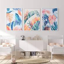 Pôsteres nórdicos e impressões de plantas tropicais, aquarela, folha de palmeira, pintura em tela, imagens de arte de parede, decoração de casa, sala de estar, quarto 2024 - compre barato