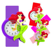 Relógio infantil de desenho animado, relógio de sereia, brinquedo para bebês, relógio de quartzo, slap circulo, relógio para meninos e meninas, presente 2024 - compre barato