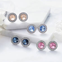 Ms betti clássico brincos redondos cristais da áustria para amante feminino prata-cor piercing jóias de casamento presente 2024 - compre barato