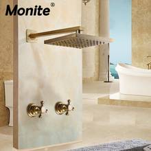 Monite 8-дюймовый антикварный латунный квадратный Настенный Набор насадок для душа и ручной душ 2024 - купить недорого