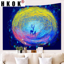 HKOK Dream Deer Tapestry Wall Rugs Wall Hanging Fabric Mural Background Cloth Towel Beach Fabric Blanket Dorm Living Home Decor 2024 - buy cheap