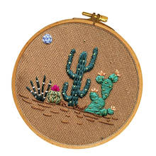 Gama completa de Kits de Inicio de bordado, patrón de Cactus que incluye tela bordada, hilos, agujas y aro para principiantes 2024 - compra barato